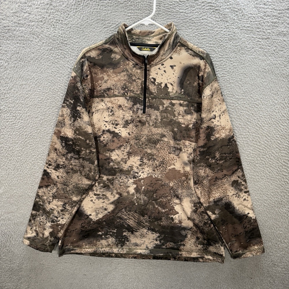 Cabelas Sweatshirt Adult XL Camouflage 1/4 Zip Pullover O2 Octane Camo Sweater